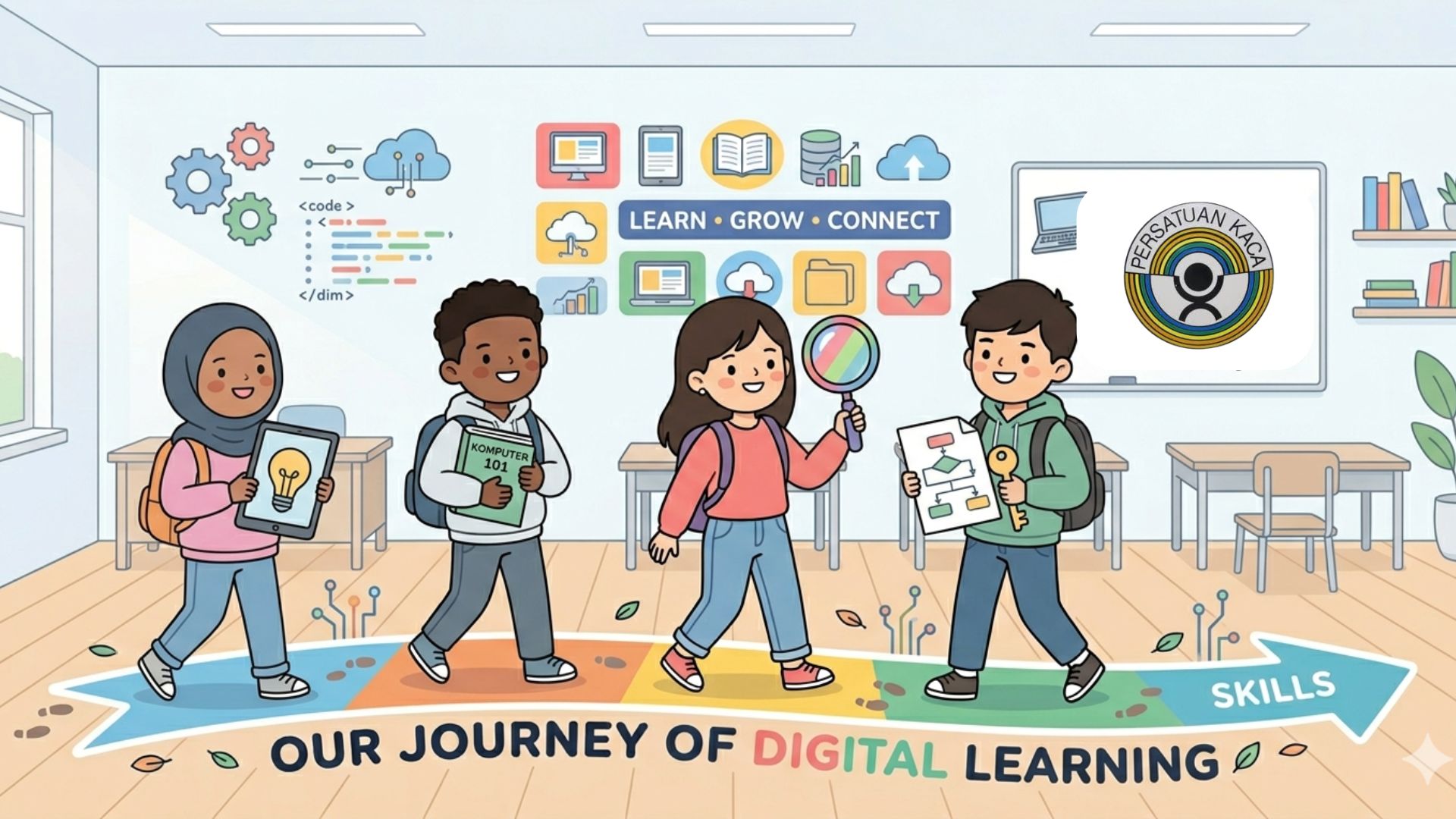 Students are learning about digital literacy in classroom 